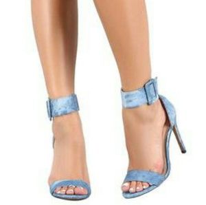 ‼️New 4” Denim Ankle Strap High Heel✨